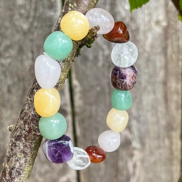 Multi Gemstone Nugget Bracelet Handmade - Picture 3 of 5